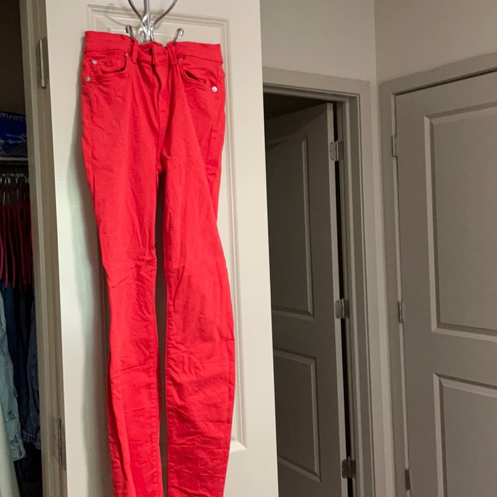 7 For All Mankind Red Skinny Pants